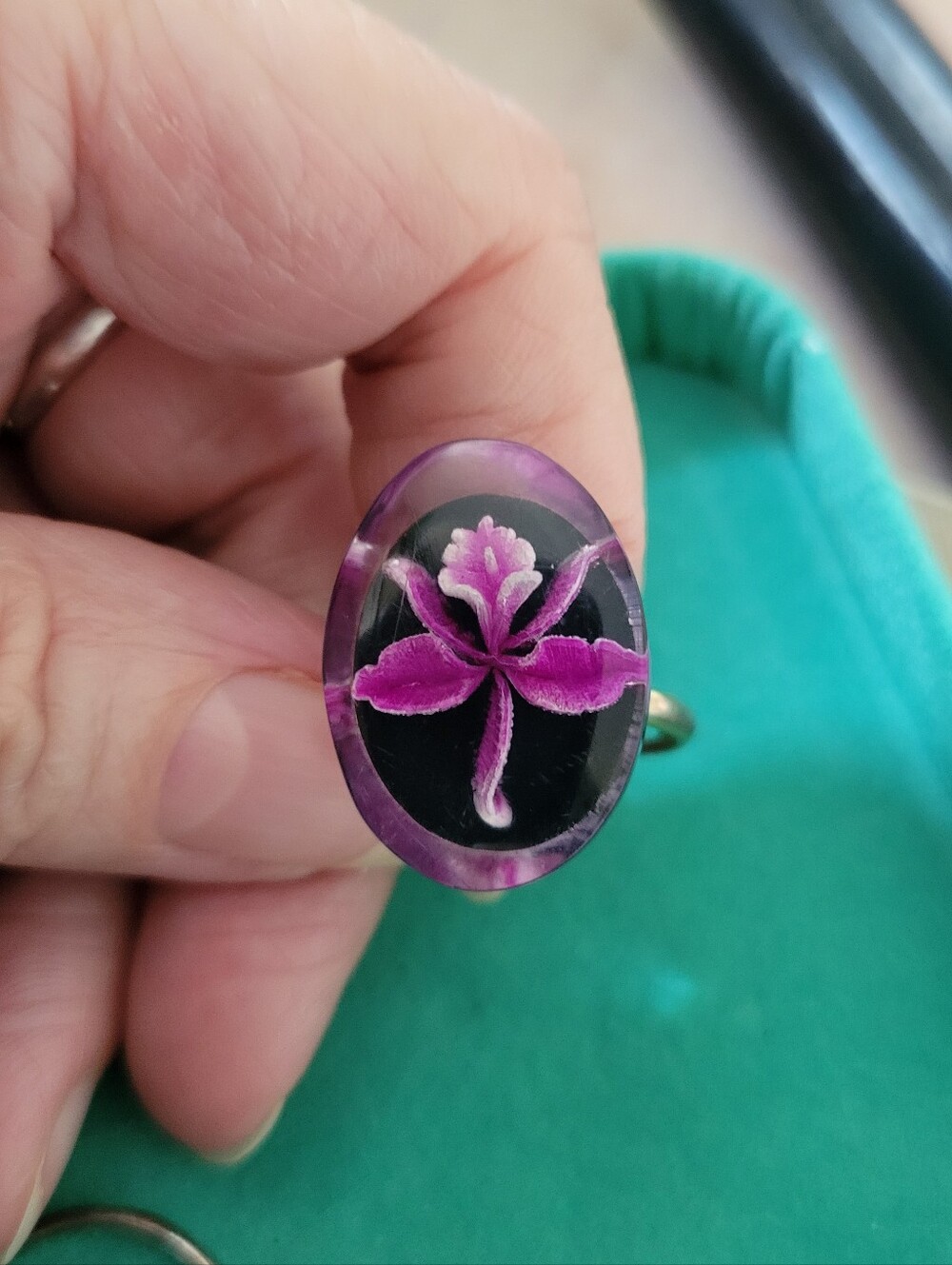 Purple Floral Resin Statement Ring - Women Jewelry